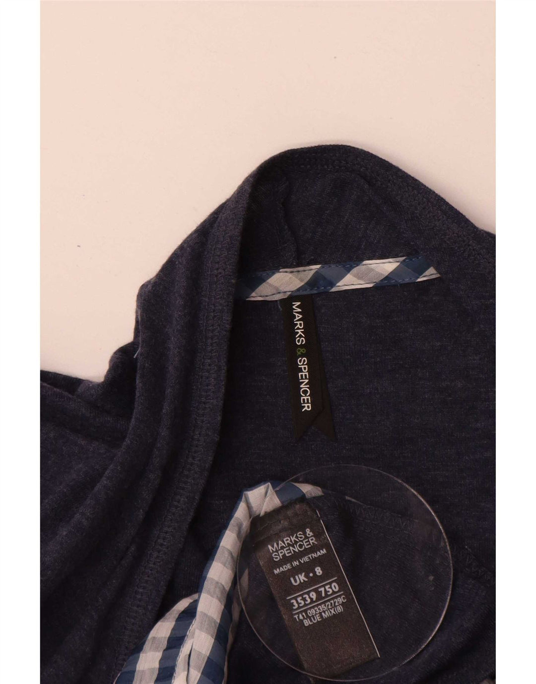 Marks & Spencer Chemisier à manches longues pour femme UK 8 Petit vichy bleu marine