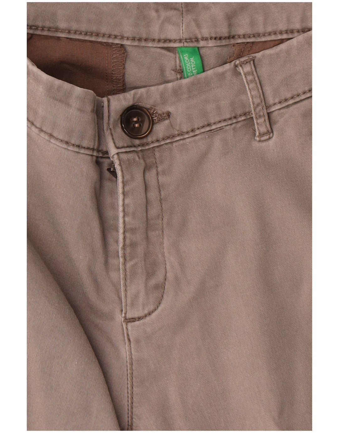 Benetton Pantalon Chino Droit Femme W30 L27 Gris