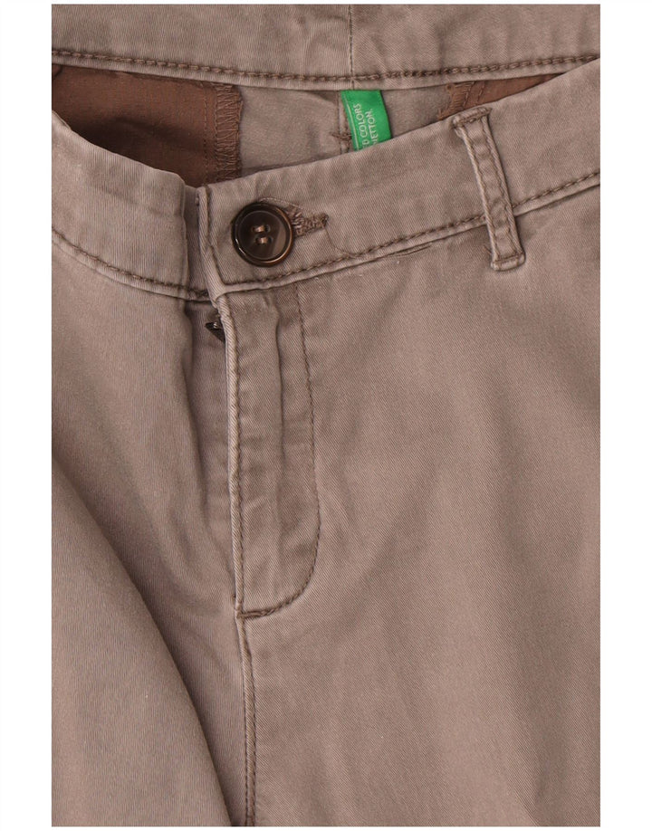 Benetton Pantalon Chino Droit Femme W30 L27 Gris