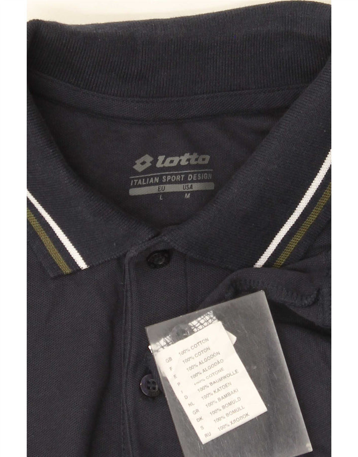 Polo Homme Lotto Coton Rayé Bleu Marine Moyen