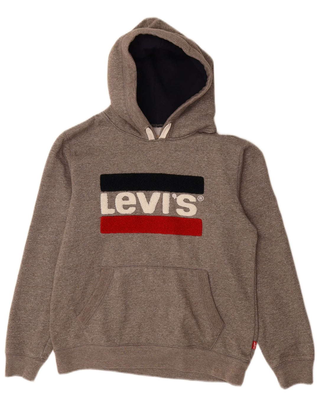 LEVI'S Pull à capuche graphique pour femme UK 16 Grand coton moucheté gris