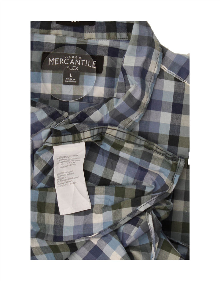 J. CREW Mens Mercantile Flex Slim Shirt Large Blue Check Cotton Vintage J. Crew and Second-Hand J. Crew from Messina Hembry 