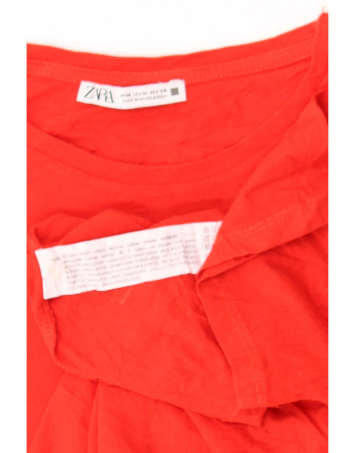 Zara Femme T-Shirt Top UK 14 Coton Rouge Moyen