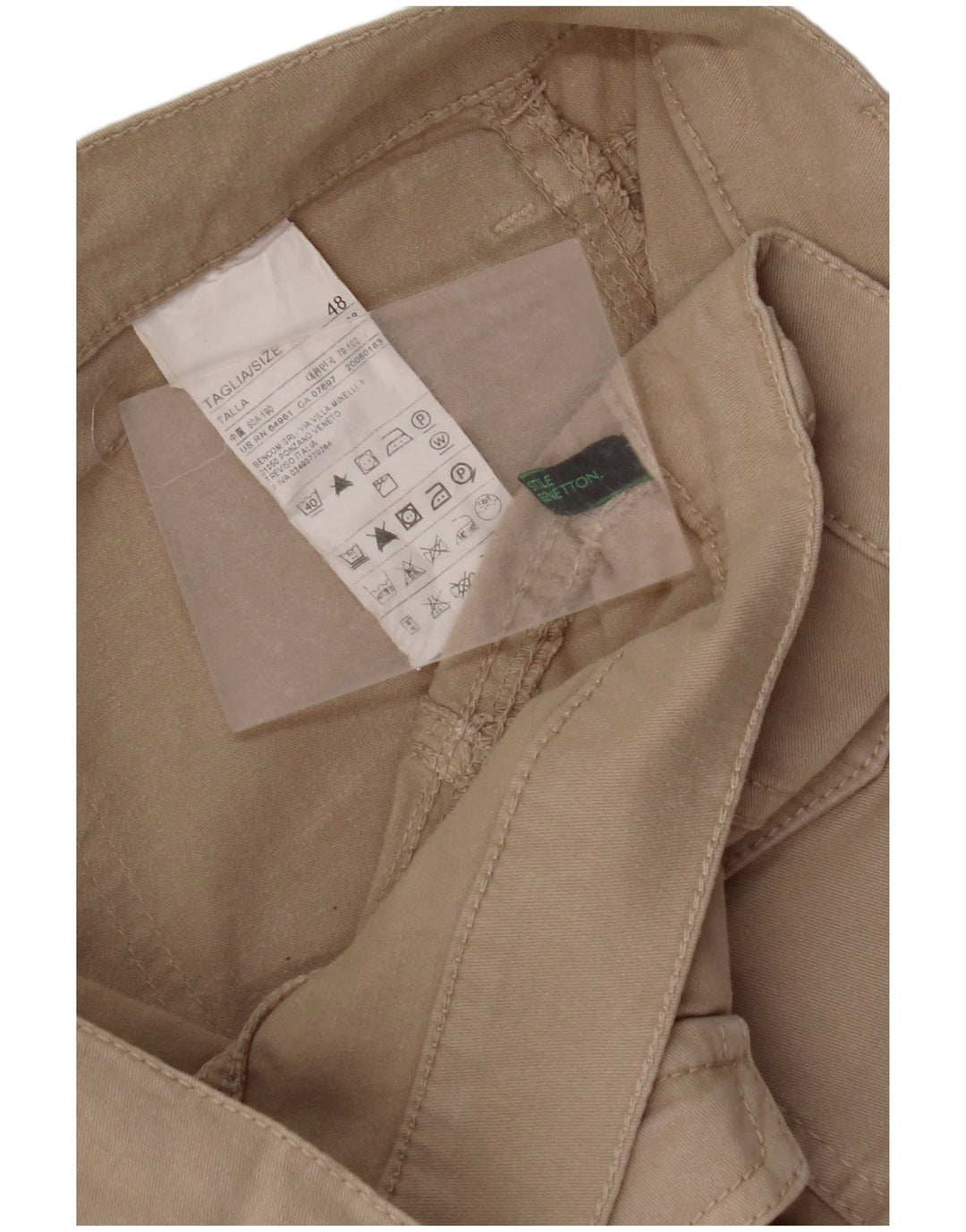 BENETTON Pantalon Cargo Slim Femme IT 48 XL W36 L31 Beige Coton