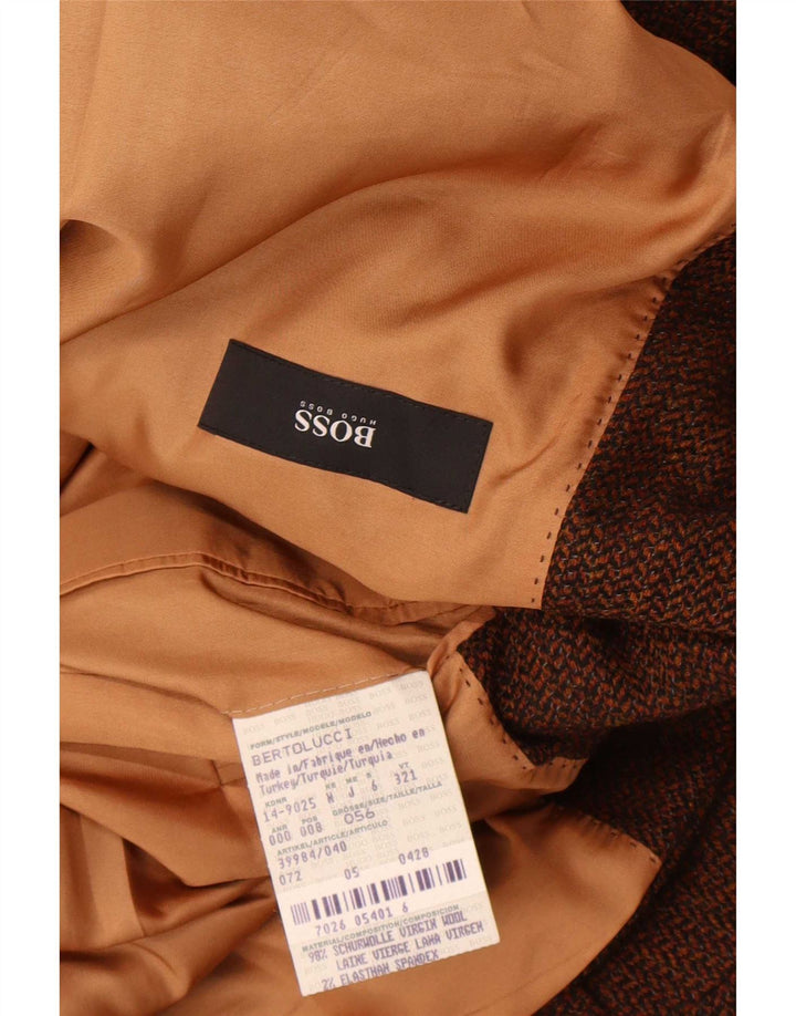 Hugo Boss Veste blazer à 2 boutons pour homme EU 56 3XL Marron à chevrons