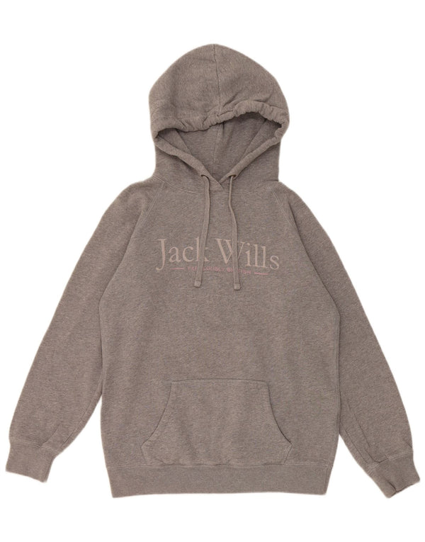 Jack Wills Pull à capuche surdimensionné graphique pour femme UK 8 Small Gris Coton