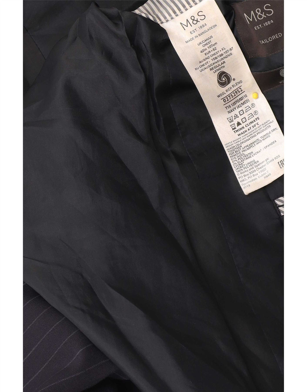 Marks & Spencer Veste blazer pour homme IT 42 Bleu marine moyen à fines rayures