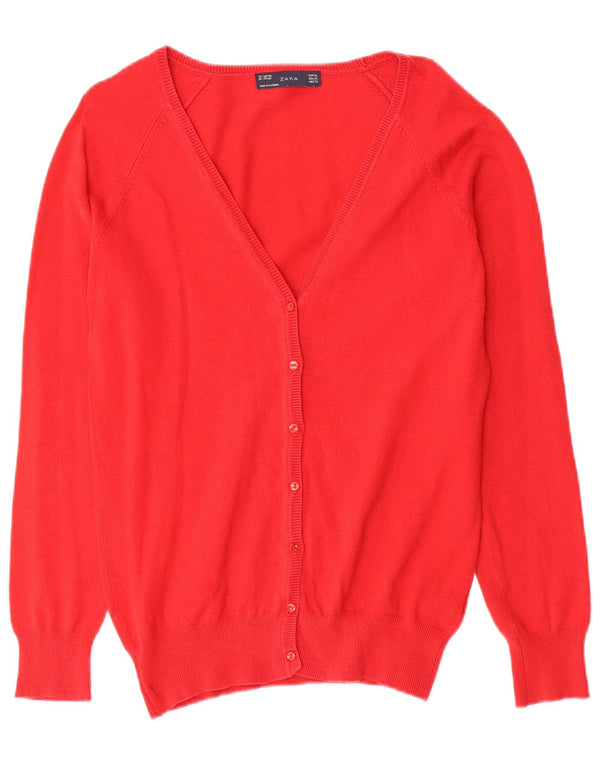 Zara Cardigan Femme Pull UK 18 XL Coton Rouge