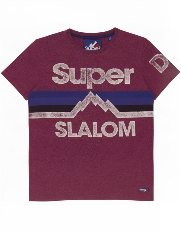 Superdry Mens Graphic T-Shirt Top Large Purple Flecked Cotton