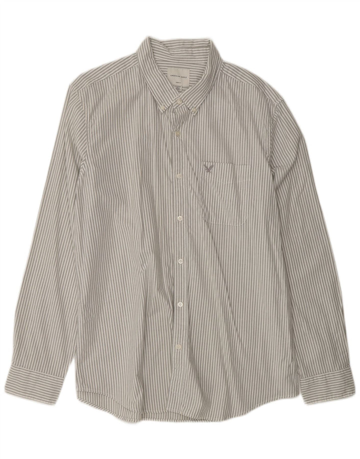 AMERICAN EAGLE Chemise cintrée pour homme XL en coton à fines rayures gris