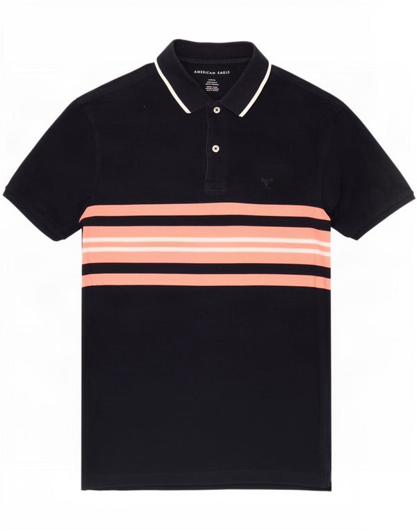 American Eagle Polo Homme Petit Coton Rayé Bleu Marine