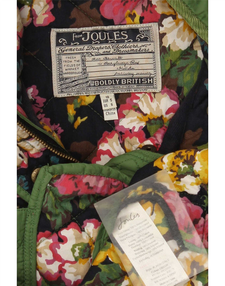 Joules Veste matelassée pour femme UK 10 Small Green Floral Polyamide