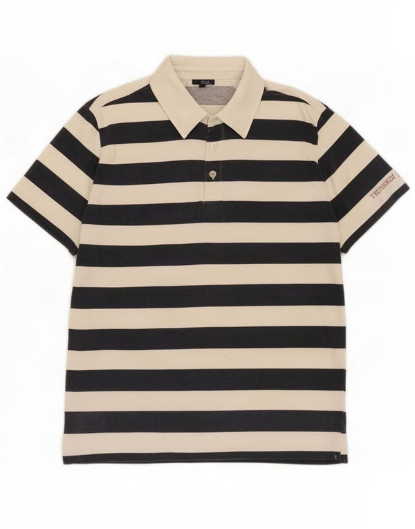 Polo Homme Trussardi Coton Rayé Blanc Moyen