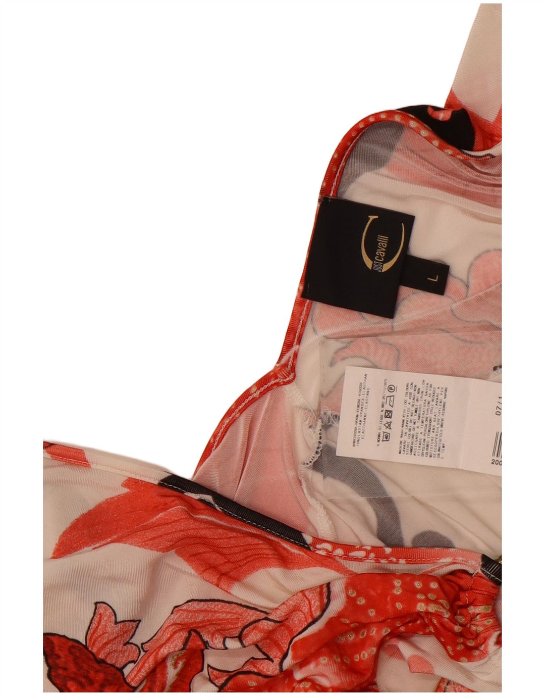 Just Cavalli Chemisier Femme UK 14 Large Off White Floral Elasthane