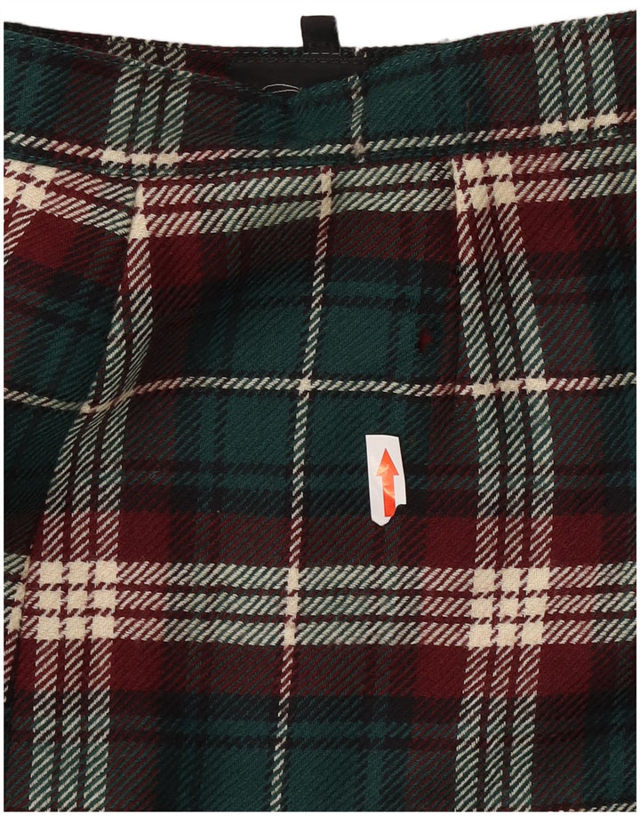 Jupe portefeuille femme supérieure IT 42 Medium W28 laine à carreaux vert