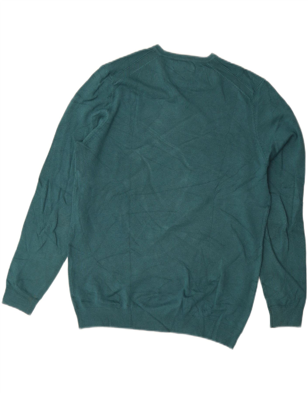 ZARA Pull Col V Homme Vert Moyen Viscose