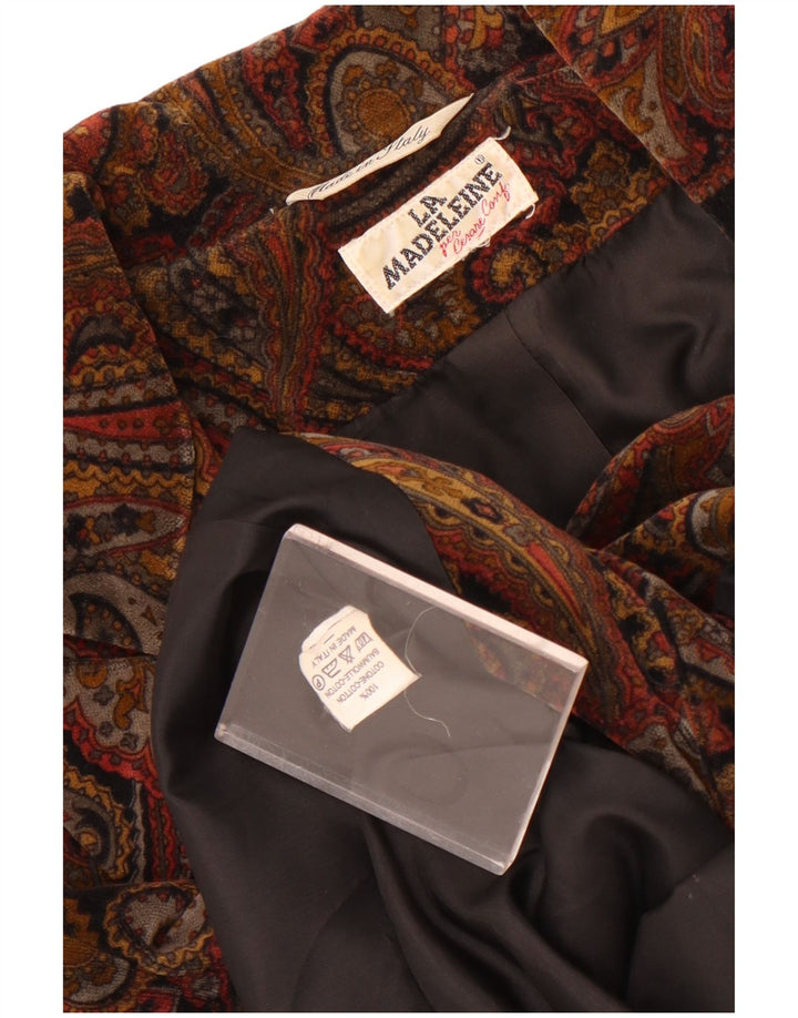 Madeleine Veste Blazer 3 Boutons pour Femme UK 10 Petit Marron Paisley Coton