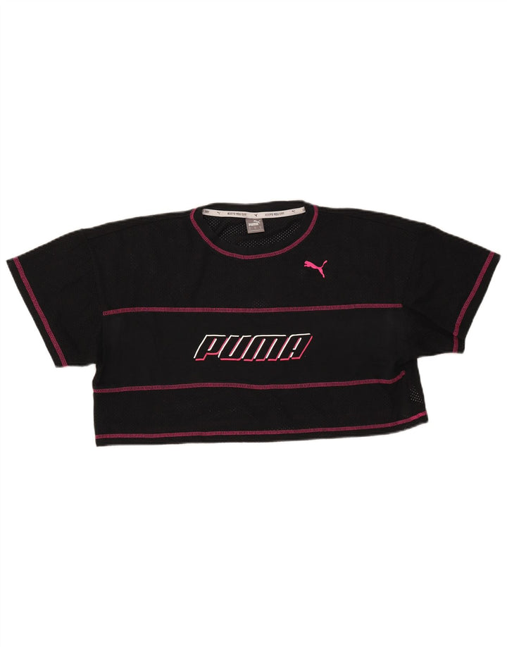 PUMA T-shirt court graphique pour femme UK 44 Polyester rayé noir moyen