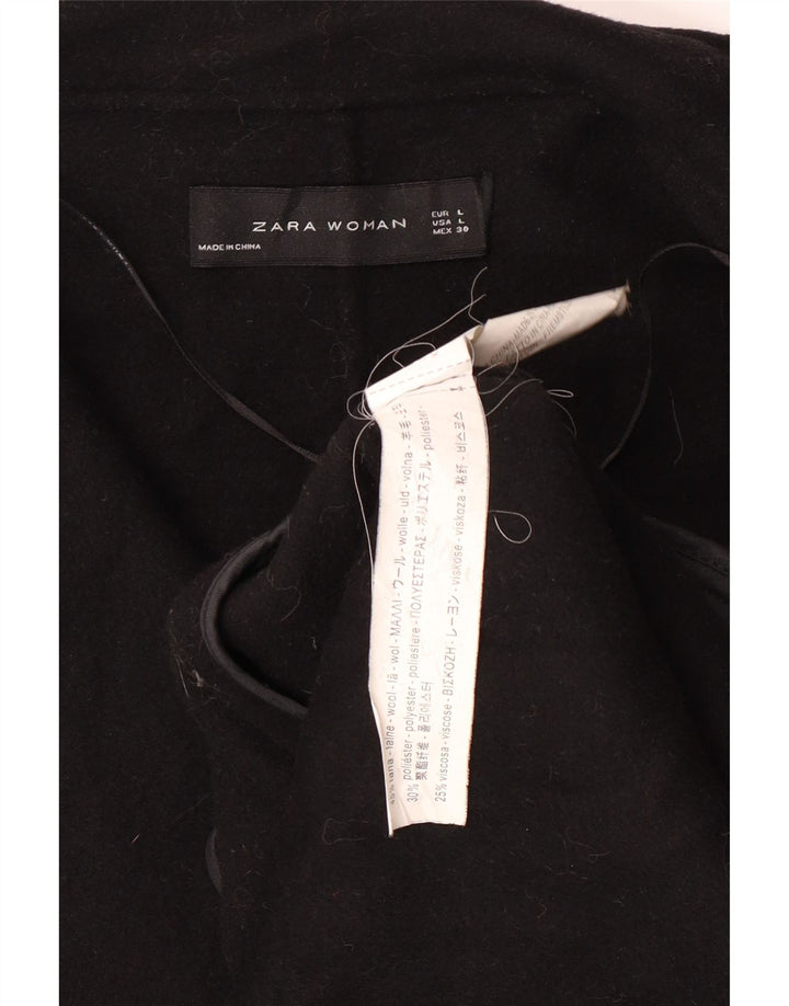 ZARA Manteau Femme UK 16 Large Laine Noire