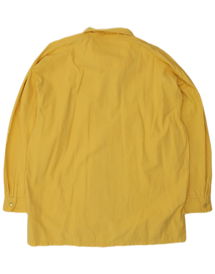 vintage Mens Full Zip Shirt Taille 38/40 Coton Jaune Moyen