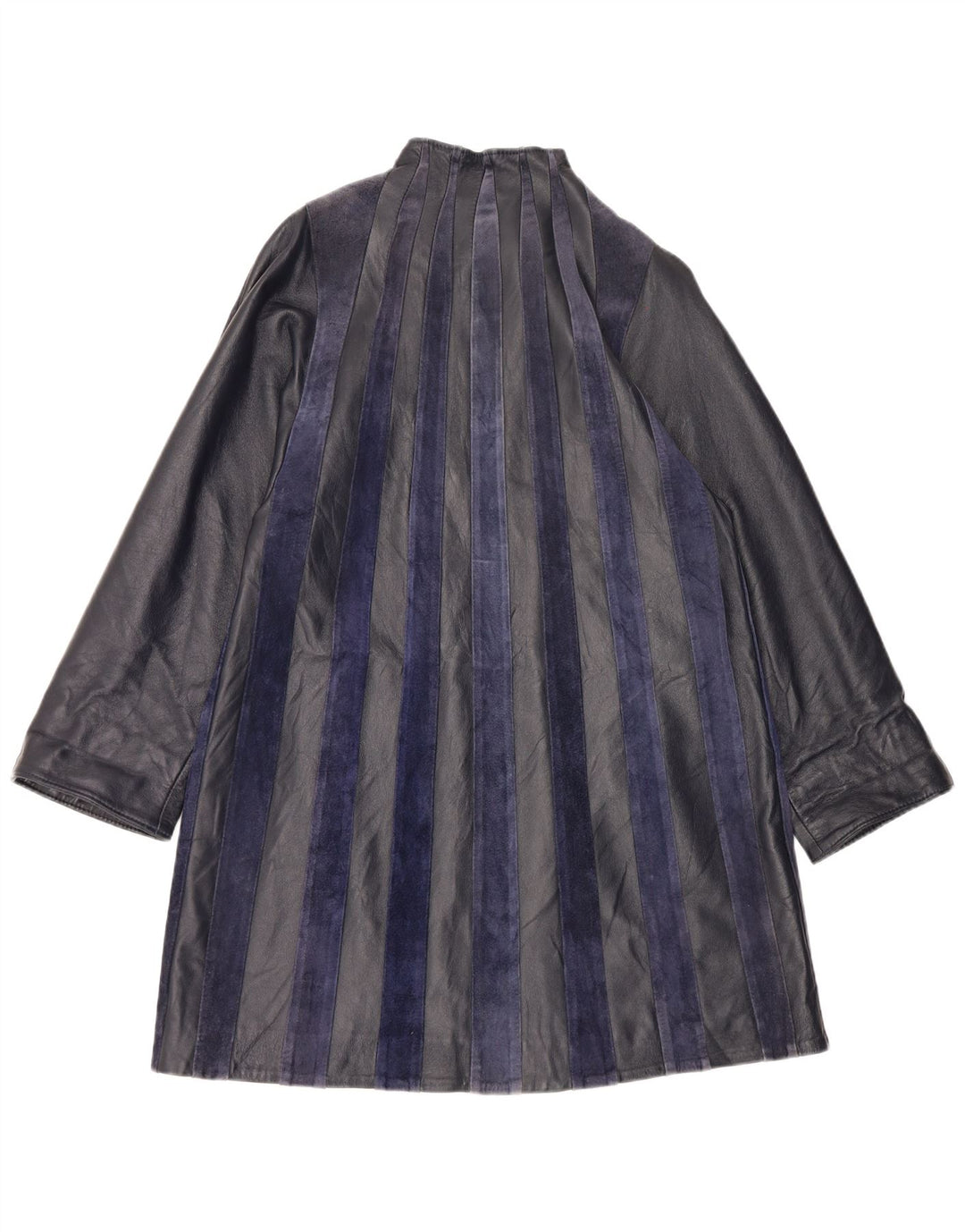 manteau en cuir femme vintage UK 14 Moyen Bleu Marine Rayé