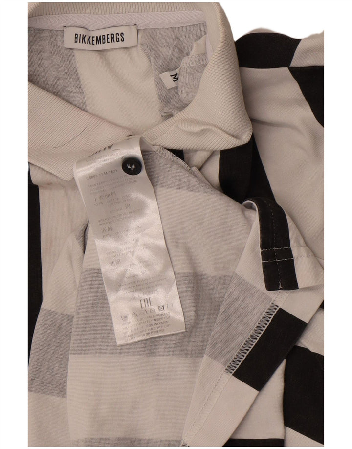 Bikkembergs Polo Homme Coton Rayé Blanc Moyen