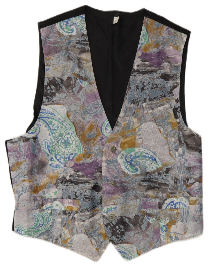 VINTAGE Gilet Femme UK 24 4XL Multicolore Paisley Polyester