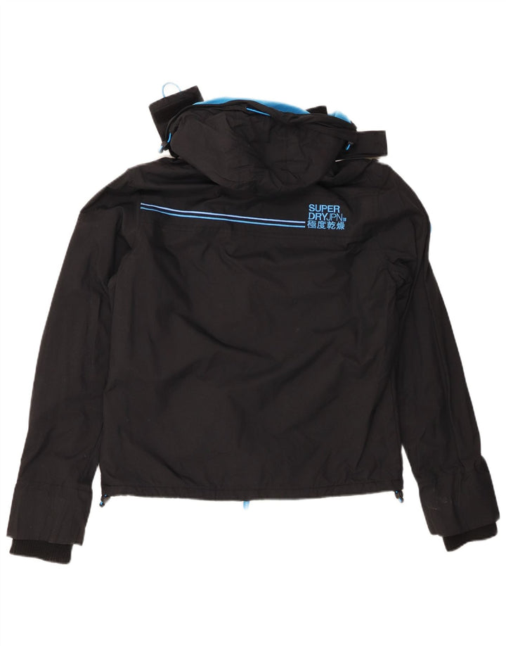 SUPERDRY Veste coupe-vent à capuche pour femme UK 12 Medium Black Nylon