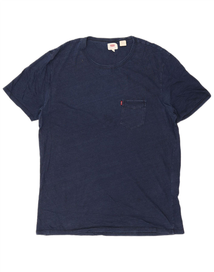 LEVI'S T-Shirt Homme Top Large Bleu Marine Moucheté Coton