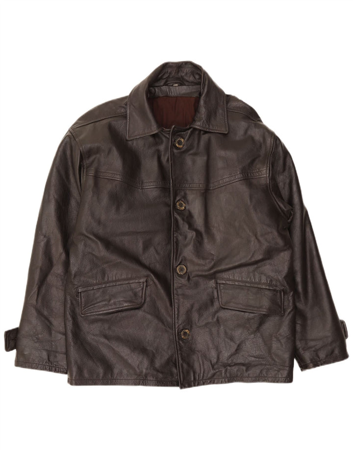veste en cuir homme vintage EU 52 XL Cuir Marron