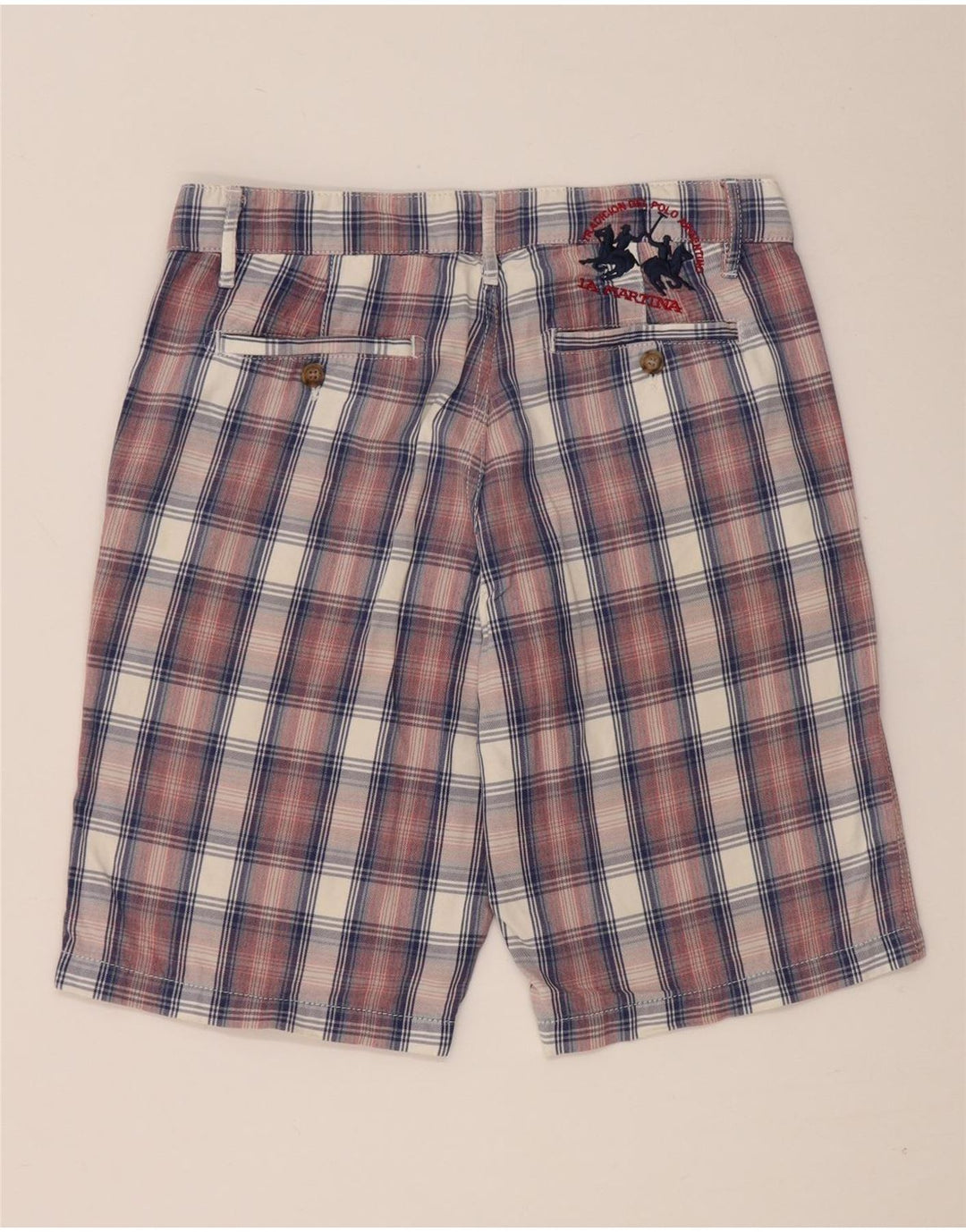 La Martina Short Chino Homme W31 Coton à Carreaux Rouge Moyen