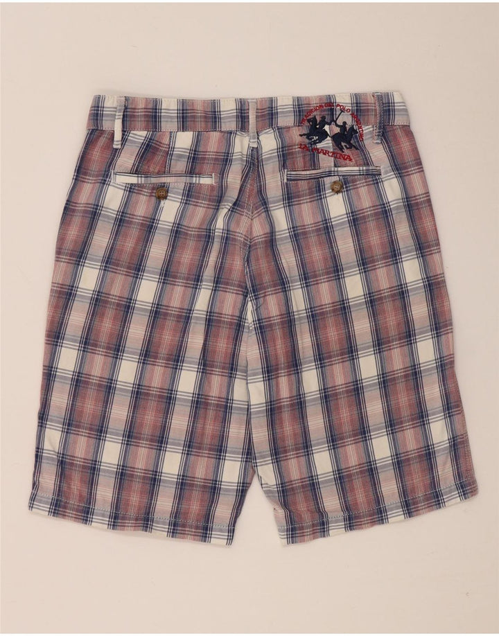 La Martina Short Chino Homme W31 Coton à Carreaux Rouge Moyen