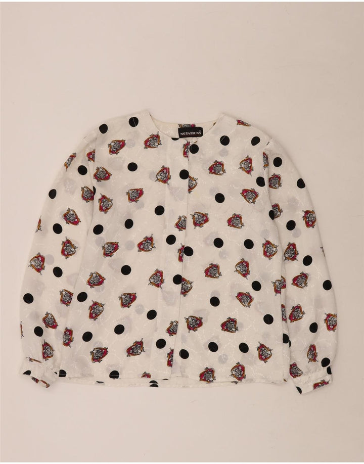 NOTATIONS Chemisier à motif abstrait pour femme UK 16 Large Blanc Polyester