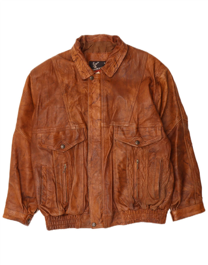 Veste en cuir Bomber homme vintage UK 40 grand cuir marron