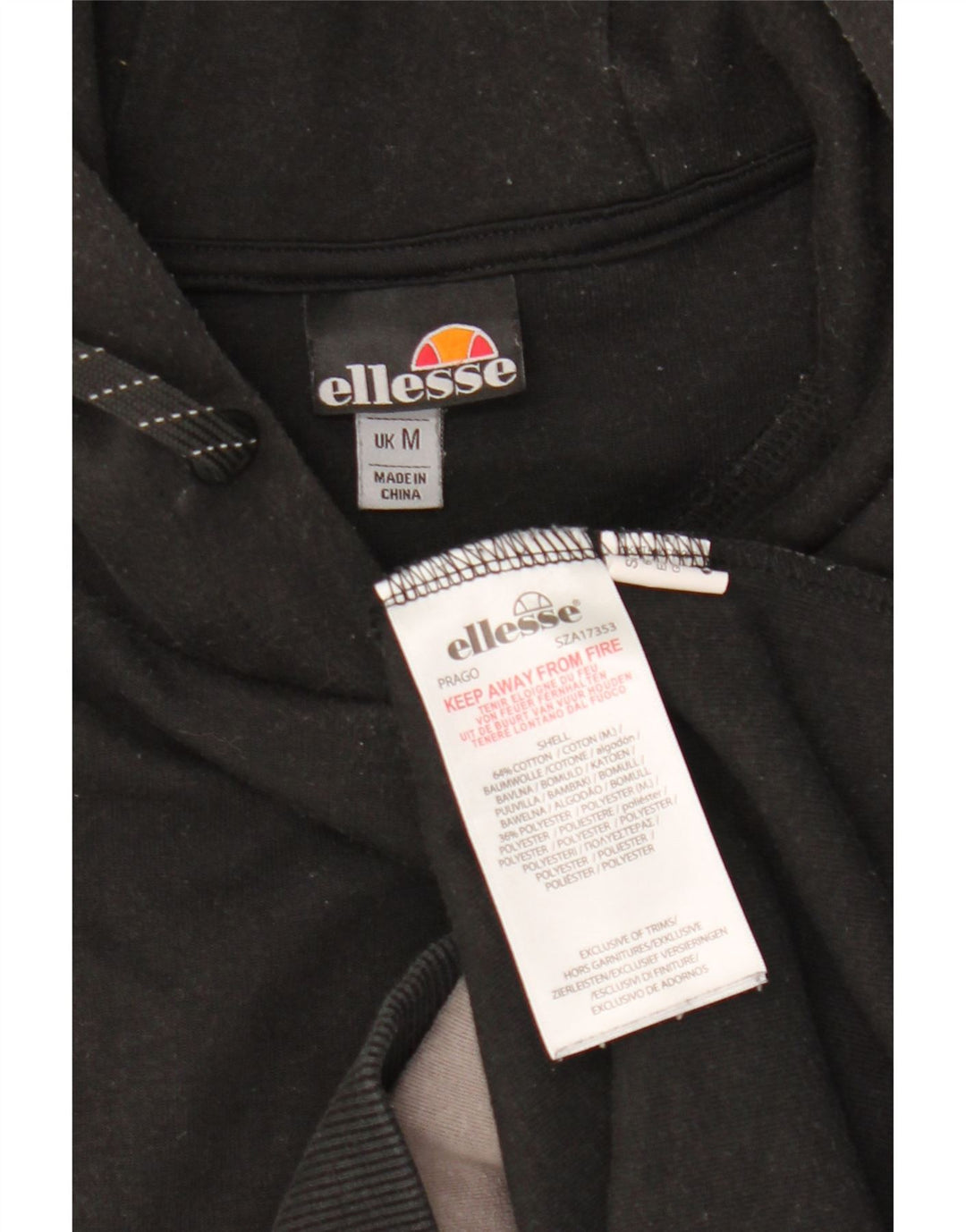 Ellesse Pull à capuche en coton color block noir moyen pour homme