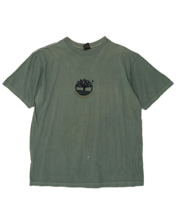 Timberland T-Shirt Graphique Homme Top XL Vert Coton