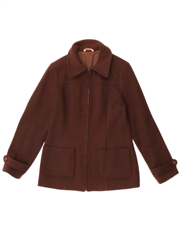 Stefanel Veste Bomber Femme UK 16 Grande Laine Marron