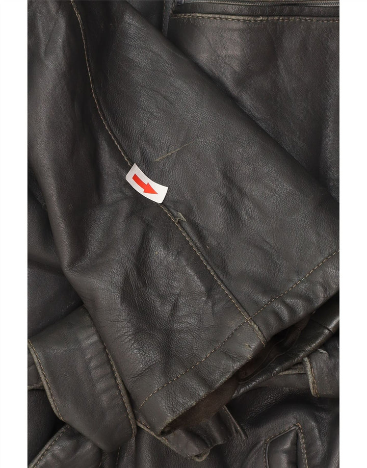 veste en cuir homme vintage IT 50 Grand cuir noir