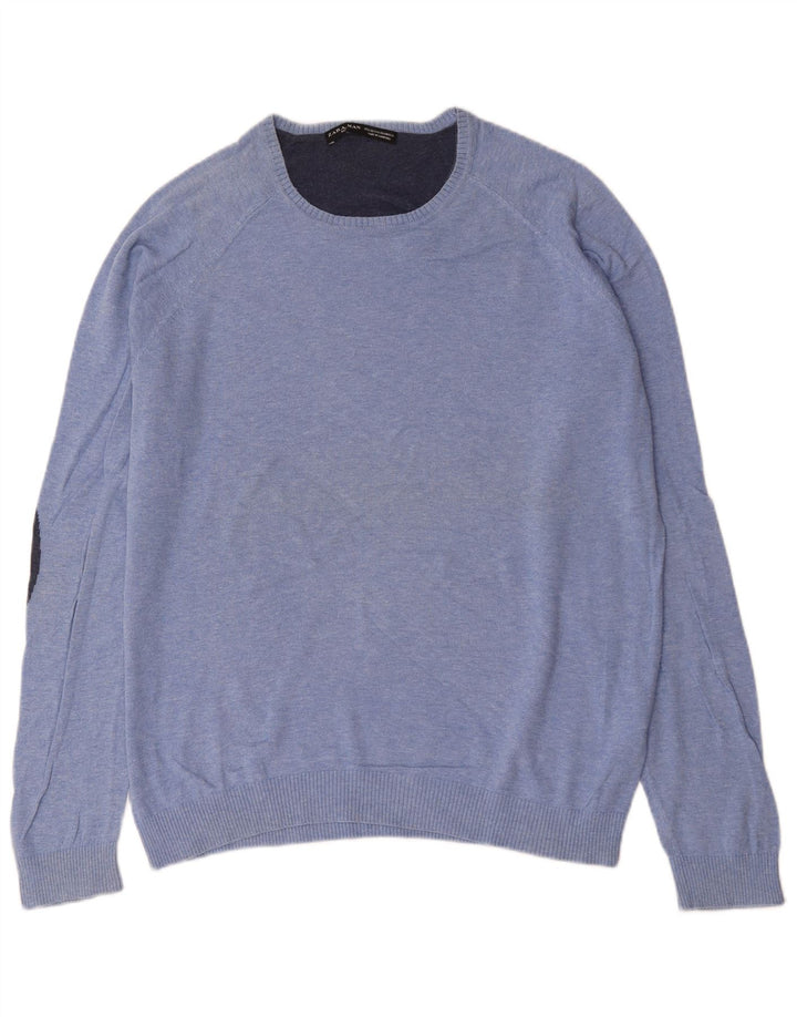 Zara Pull ras du cou pour homme XL en coton bleu