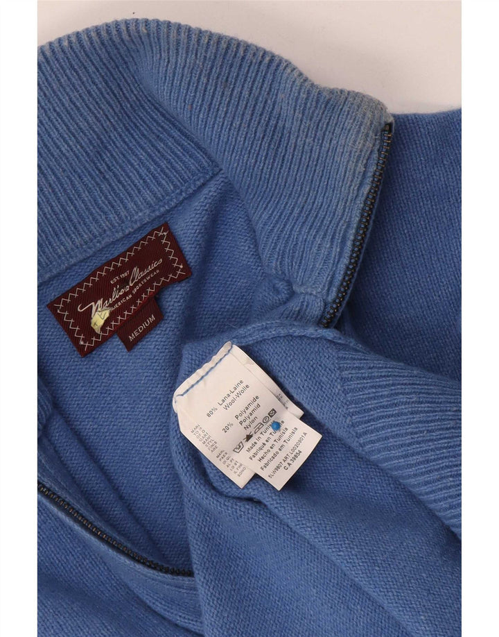 Marlboro Classics Pull Col Zippé Homme Bleu Moyen Laine