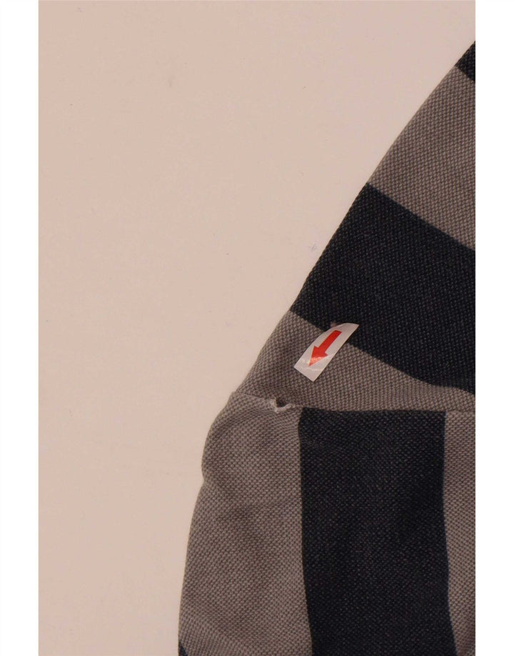Crew Clothing Sweat-shirt à col zippé pour homme Gris moyen rayé