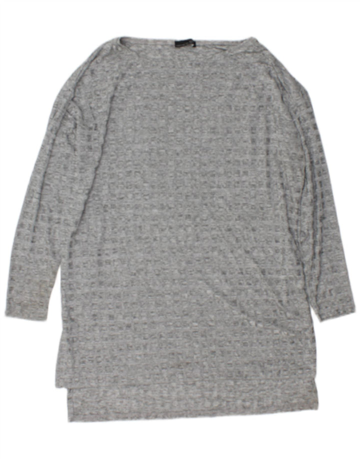 Zara Tunique à manches longues pour femme UK 16 Large Gris Moucheté Polyester