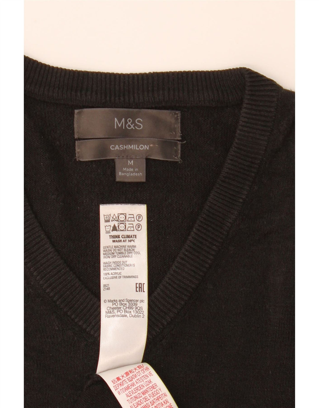 Marks & Spencer Pull col V Homme Acrylique Noir Moyen