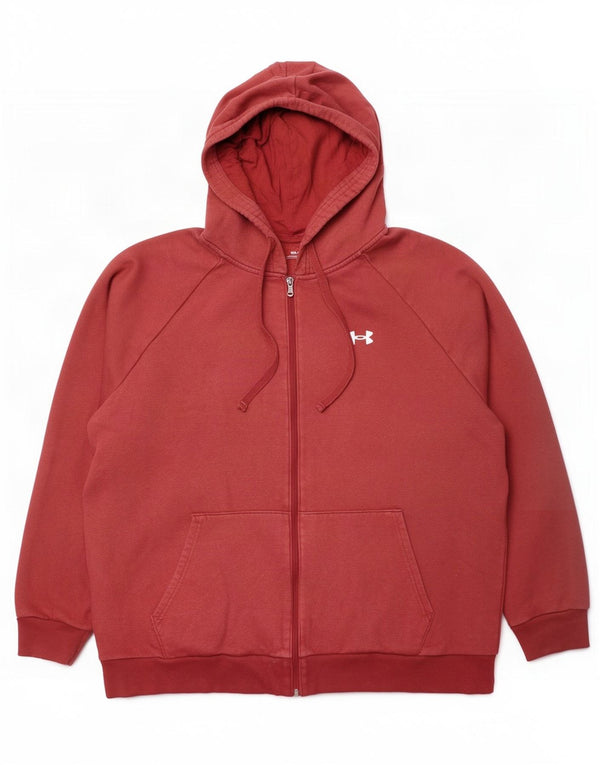 Under Armour Pull à capuche zippé coupe ample pour homme 2XL Rouge Coton