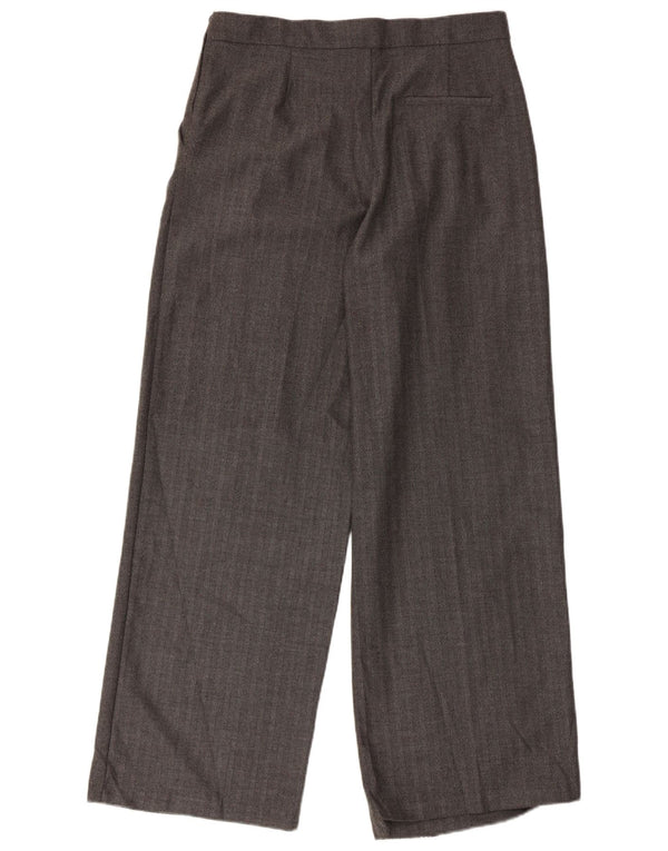 Zara Pantalon Chino Large Femme Medium W28 L30 Gris Chevrons