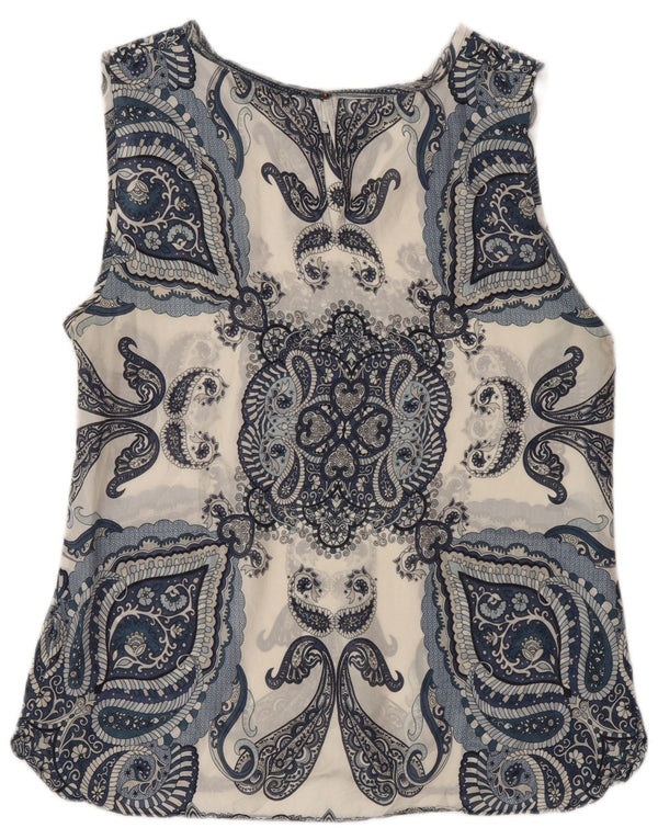 Massimo Dutti Chemisier sans manches pour femme UK 44 Bleu marine moyen Paisley