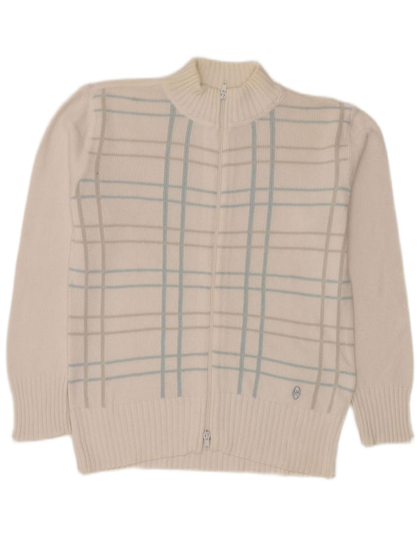 Conte of Florence Pull cardigan entièrement zippé pour femme UK 14 à carreaux blancs moyens