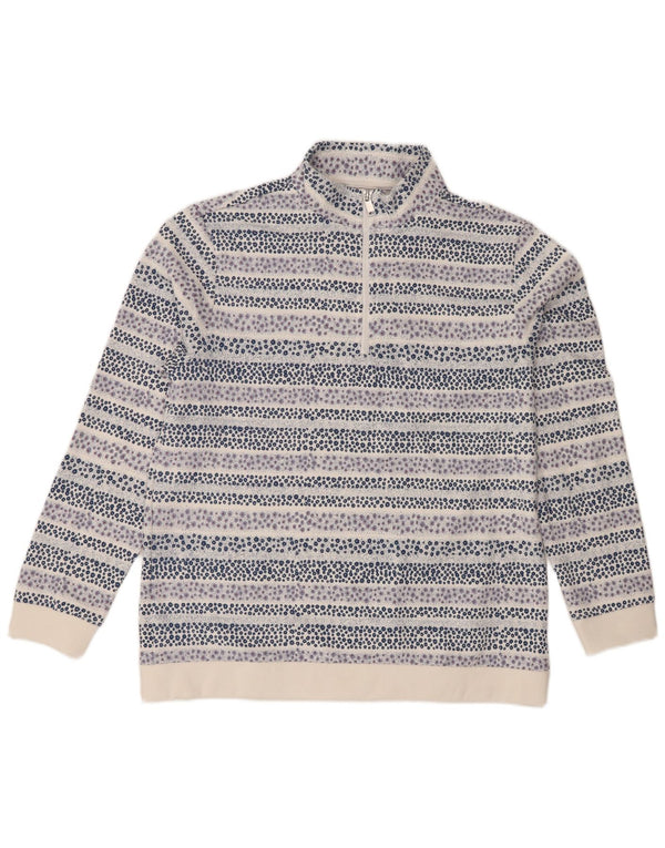 Cotton Traders Sweat-shirt à col zippé pour femme UK 14 Grand motif floral blanc