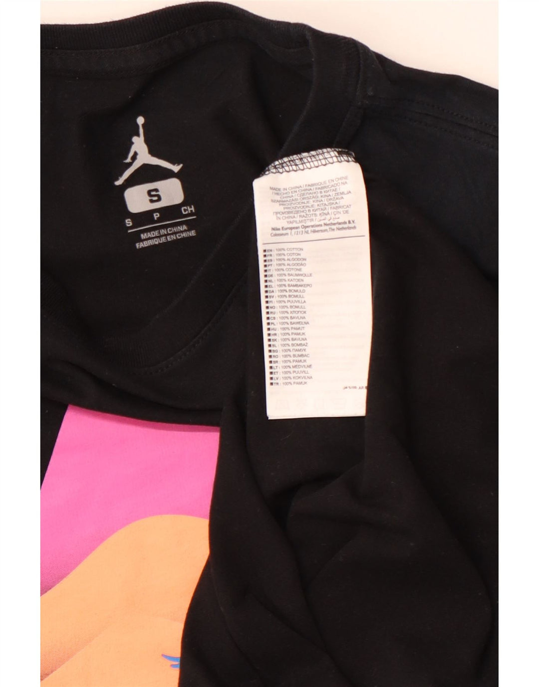 NIKE T-shirt graphique pour hommes, petit haut en coton color block noir