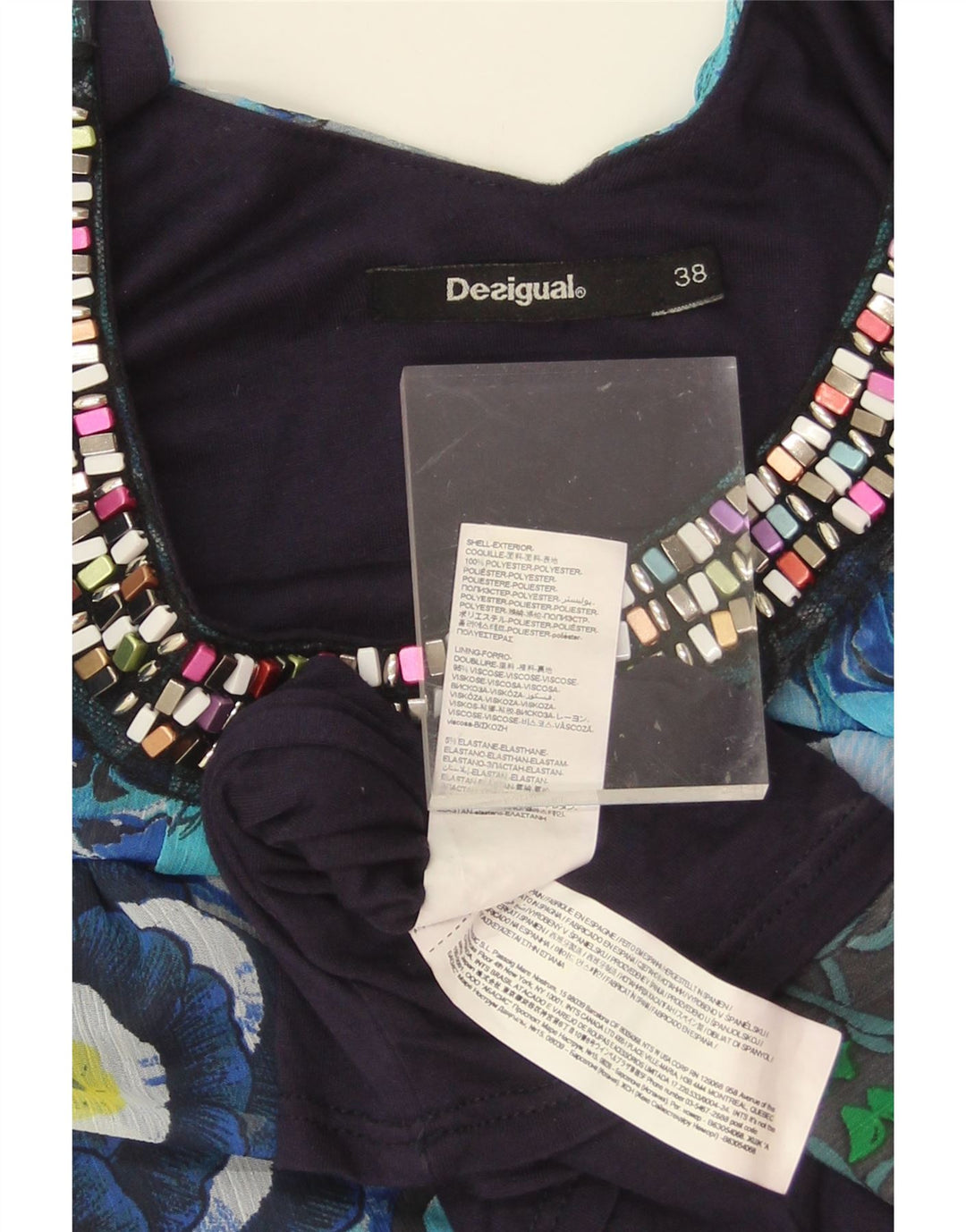 DESIGUAL Womens Abstract Pattern Sleeveless Basic Dress EU 38 Medium Blue Vintage Desigual and Second-Hand Desigual from Messina Hembry 